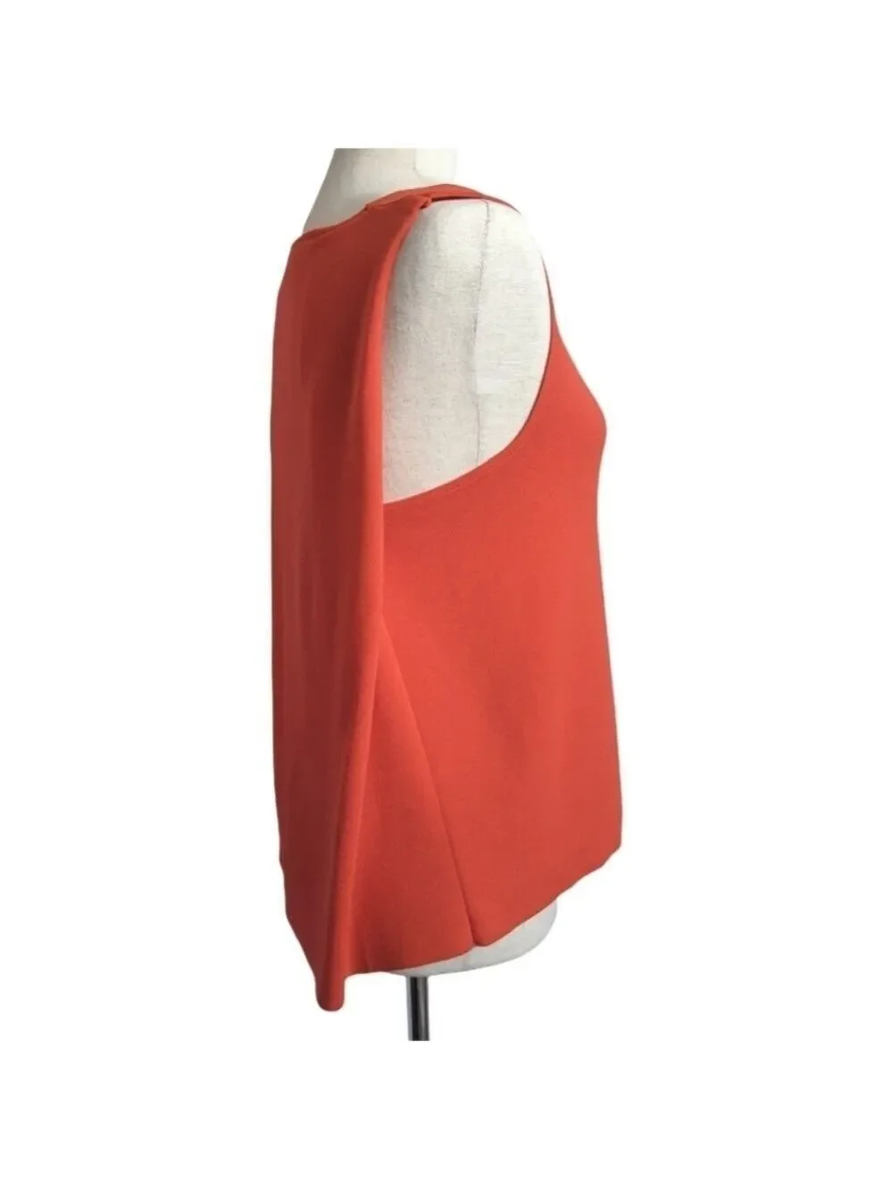 Rachel Roy Orange V-Neck Swing Tank Top High Low Flowy Draped Summertime